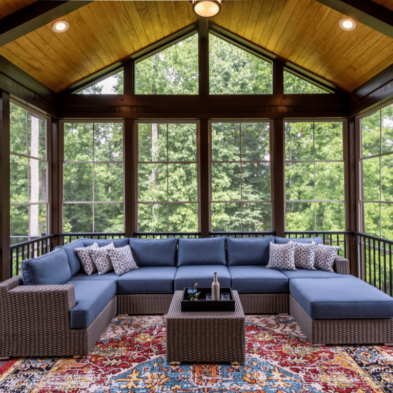 Screened porch with large windows installed by Nelson Exteriors in Marietta, GA