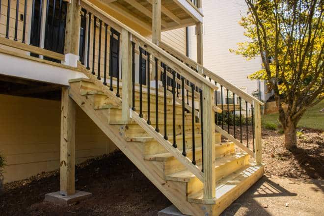 Georgia Lake House Deck Wood stairs