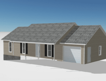 3D model of a residential home with neutral siding by Nelson Exteriors in Marietta, GA